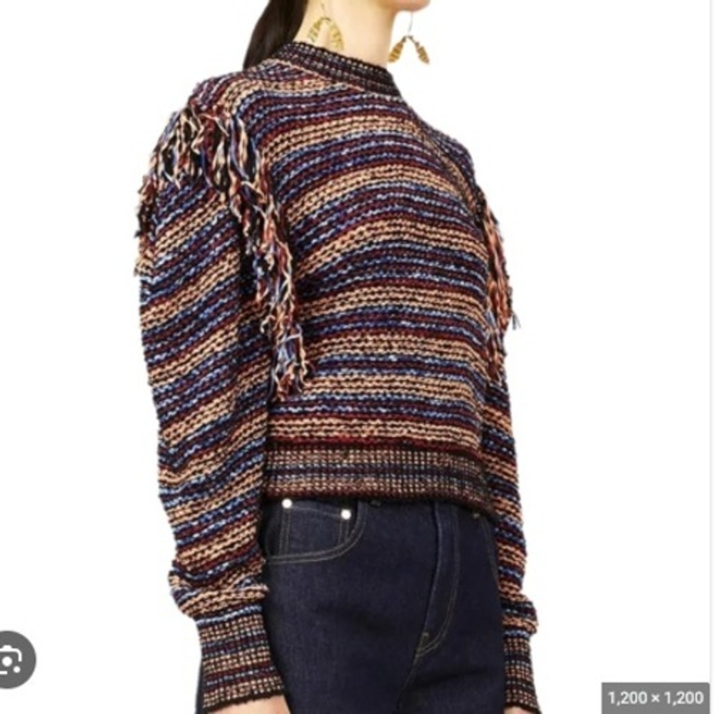 Ulla Johnson Arquette Bergamot Striped Fringe Sweater Size S